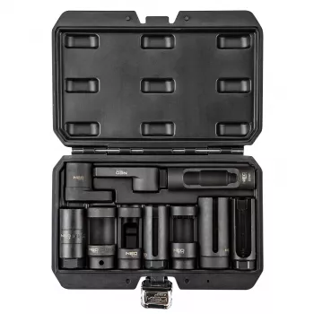 NEO TOOLS lambdasonde- en injector-dopsleutelset, 10-delig, 3/8 inch & 1/2 inch aandrijving, CrV-staal
