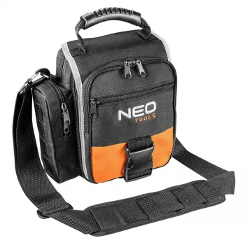 NEO TOOLS 84-315 gereedschapstas met handgreep, 15 kg belasting, 10 buitenvakken, waterdichte bodem, zwart/oranje
