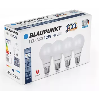 Blaupunkt LED-lamp E27 A60 1260 lm 12W 4000K, 4 stuks (BLAUPUNKT-E27-12W-NW-4)