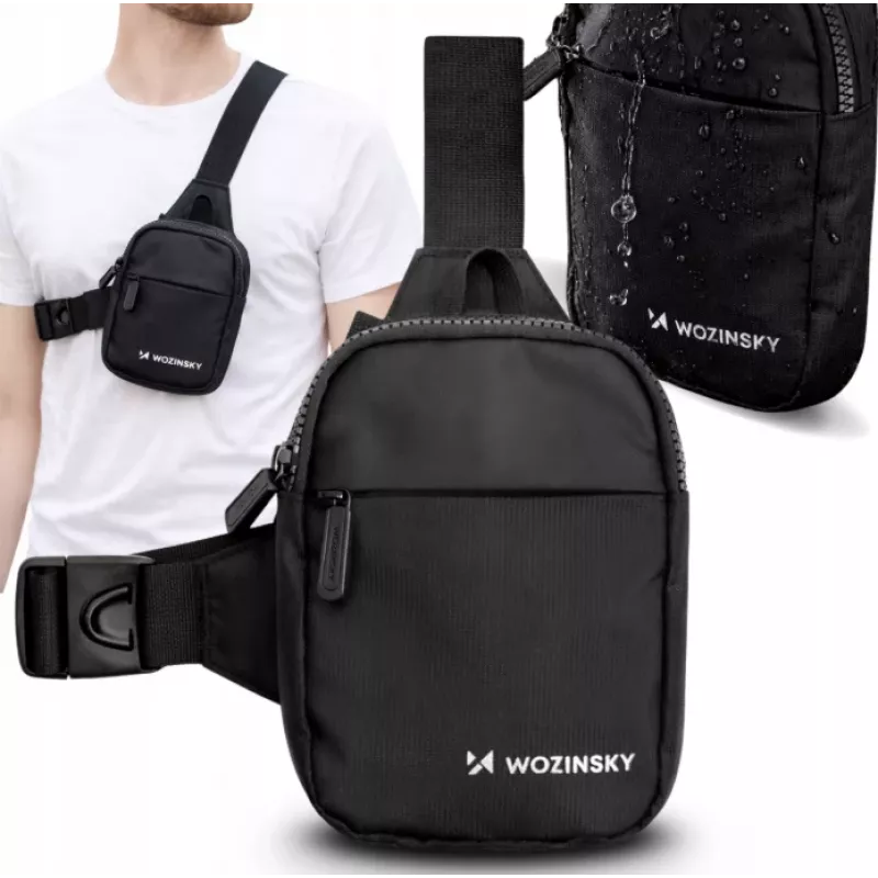 Wozinsky WMS-W1 mini schoudertas voor smartphone, twee vakken, zwart