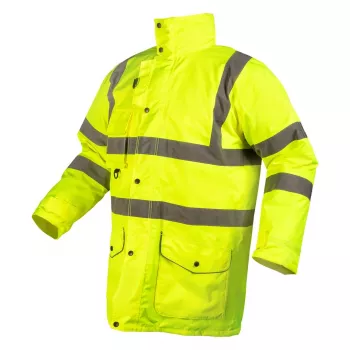 NEO TOOLS 5-in-1 geïsoleerde waarschuwingswerkjas, hoogzichtbaar geel, maat M