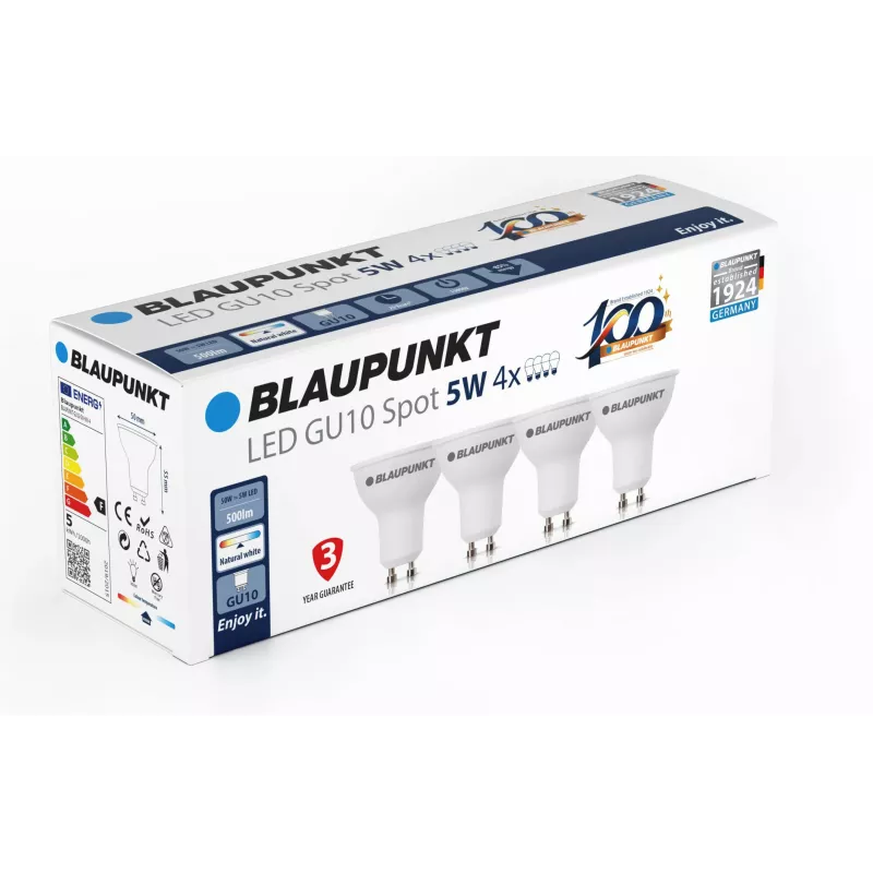 Blaupunkt LED-lamp GU10 500 lm 5W 4000K, 4 stuks (BLAUPUNKT-GU10-5W-NW-4)