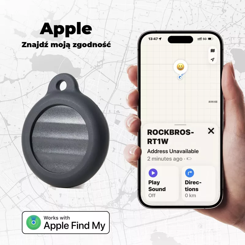 ROCKBROS RT1W Bluetooth-tracker voor Apple Find My - zwart