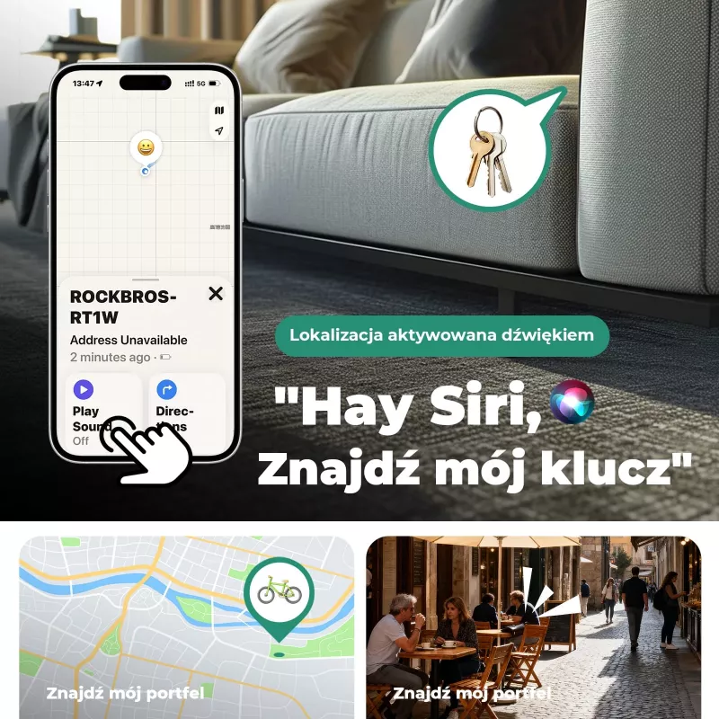 ROCKBROS RT1W Bluetooth-tracker voor Apple Find My - zwart