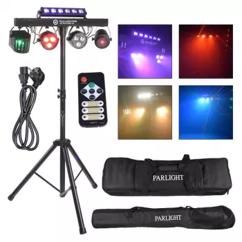 LIGHT4ME BEAM LASER STROBE LED PAR DERBY UV I - 4-in-1 multi-effect podiumlicht met rood/groen laser, UV en DMX-besturing