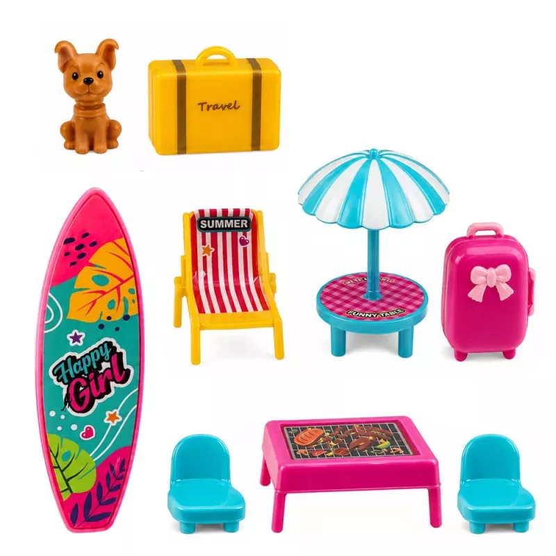 LEAN TOYS Meleks golfset voor poppen met hond golfset vakantieaccessoires