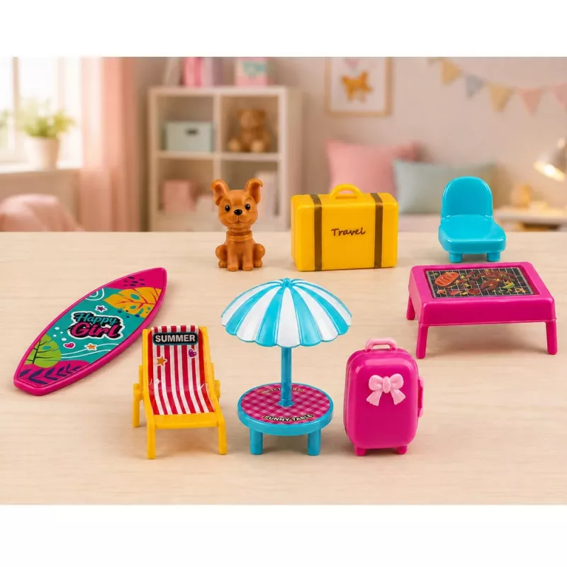 LEAN TOYS Meleks golfset voor poppen met hond golfset vakantieaccessoires
