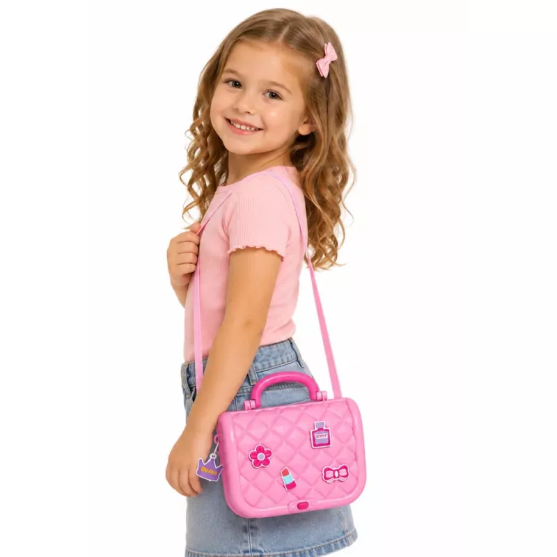 LEAN TOYS draagbare 2-in-1 beautyset met etui, spiegel, cosmetica en accessoires, roze