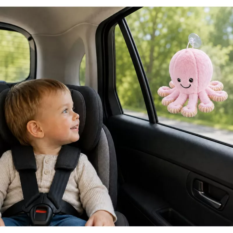 LEAN TOYS pluchen octopus met zuignap, roze, 16 cm