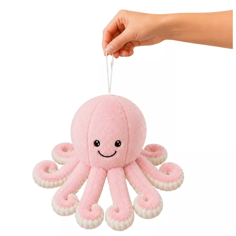 LEAN TOYS pluchen octopus met zuignap, roze, 16 cm