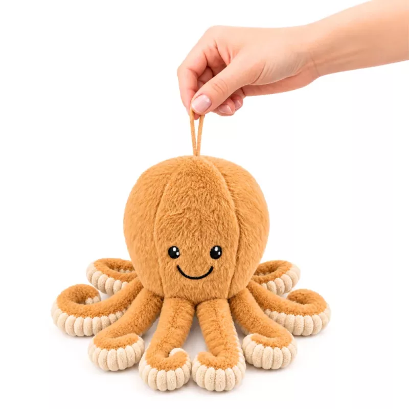 LEAN TOYS pluchen octopus knuffeldier met elastische tentakels beige 30 cm