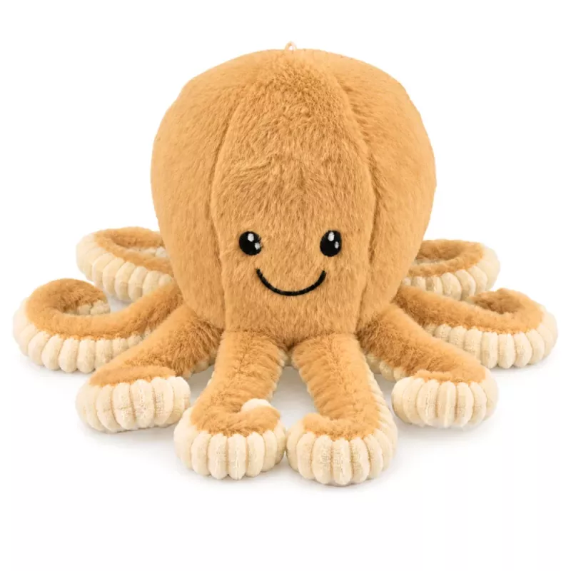 LEAN TOYS pluchen octopus knuffeldier met elastische tentakels beige 30 cm