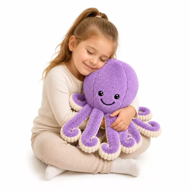 LEAN TOYS pluchen octopus knuffeldier met elastische tentakels paars 50 cm