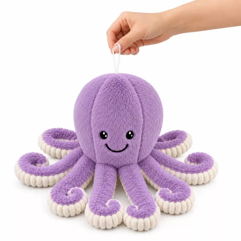 LEAN TOYS pluchen octopus knuffeldier met elastische tentakels paars 50 cm