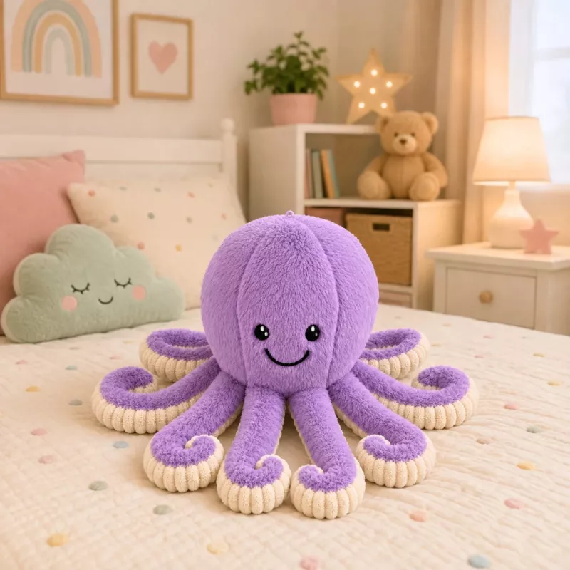 LEAN TOYS pluchen octopus knuffeldier met elastische tentakels paars 50 cm