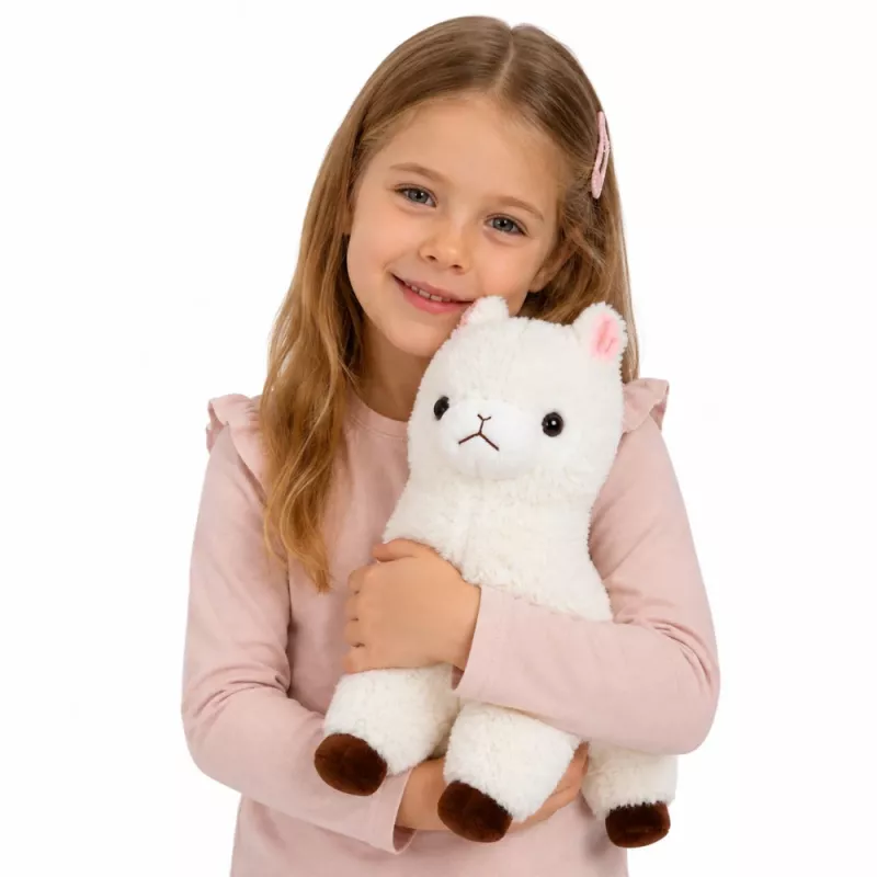 LEAN TOYS pluchen alpaca lama zachte vacht wit 38 cm