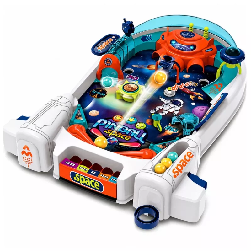 LEAN TOYS Arcadespel Space Pinball ruimteflipper raketobstakels 8 ballen
