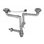 2-bowl sink sifon met 3,5 inch overloop - dubbele gootsteen afvoerset, wit