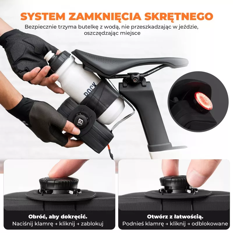 ROCKBROS AS-150 waterdichte multifunctionele zadeltas met flessenhouder - zwart