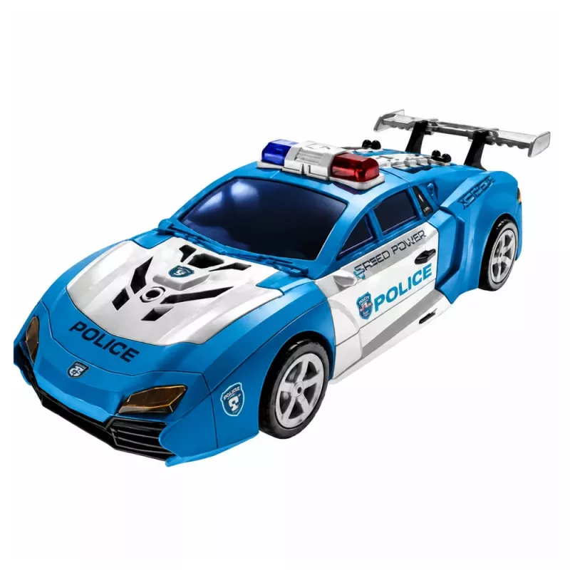 LEAN TOYS auto-robot 2in1 politieauto-lancer mini-robot lichtjes geluiden