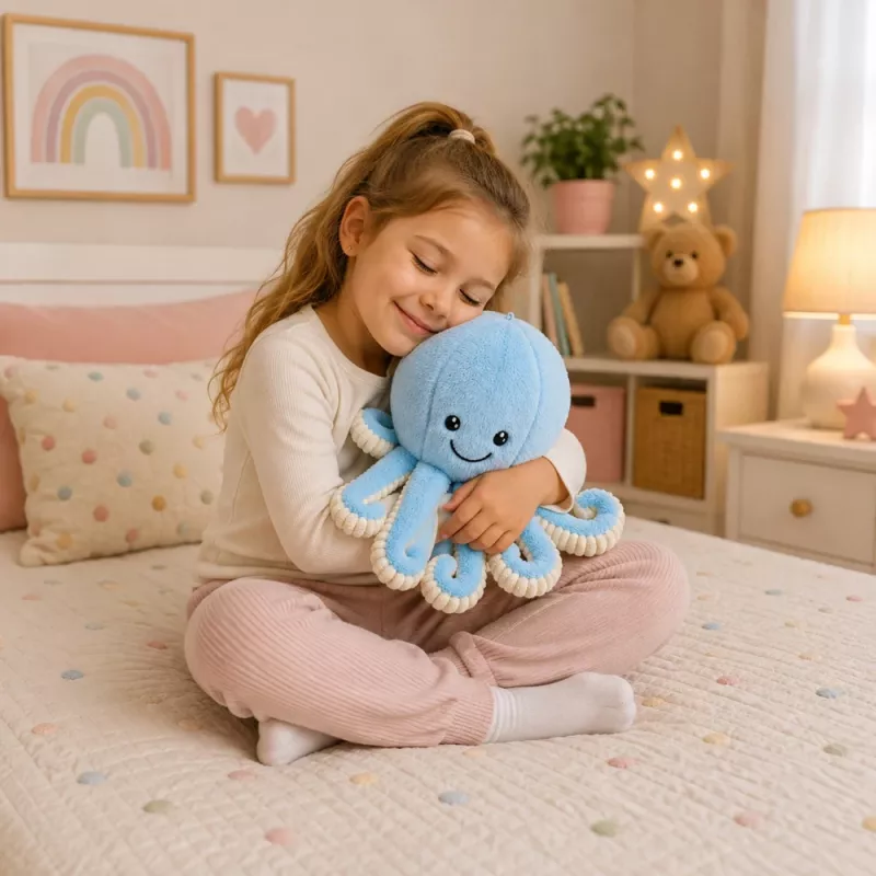 LEAN TOYS pluche octopus knuffel met elastische tentakels blauw 50 cm