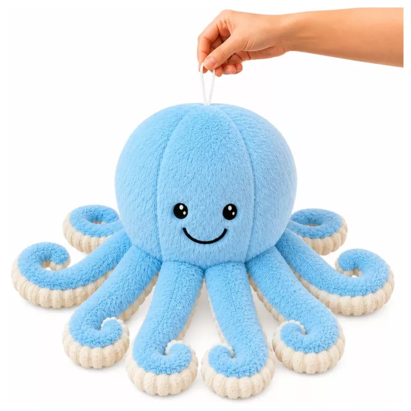 LEAN TOYS pluche octopus knuffel met elastische tentakels blauw 50 cm