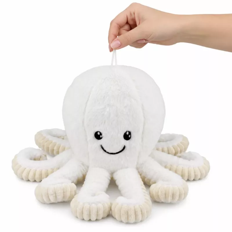 LEAN TOYS pluche octopus met elastische tentakels, wit, 50 cm