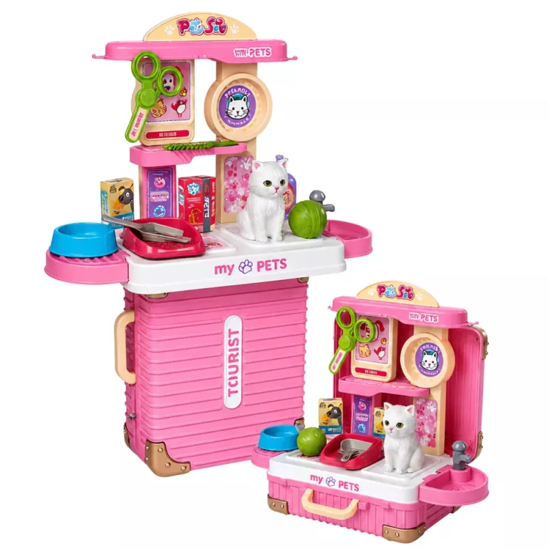 LEAN TOYS dierenarts-koffer kattenverzorgingsset accessoires wit