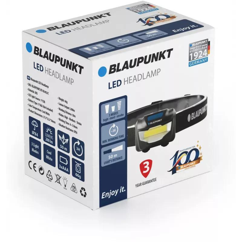 Blaupunkt BT-HL9023C LED-hoofdlamp, 200 lm (BLAUPUNKTBT-HL9023C)