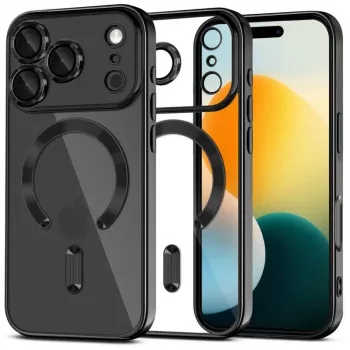 Tech-Protect Magflex MagSafe achterkantcover voor Apple iPhone 17 Pro Max, glanzend zwart (TPU/PC)