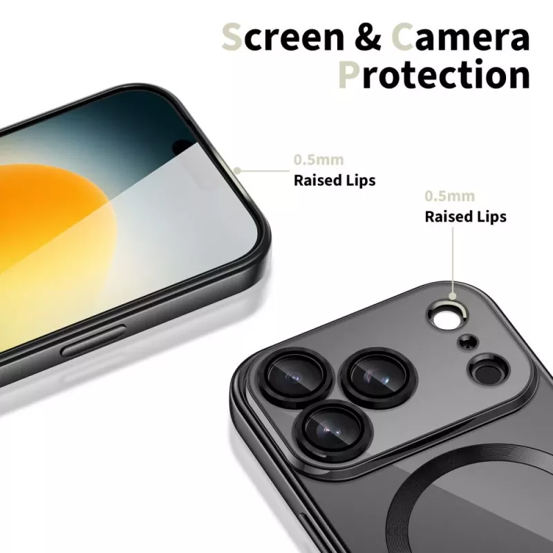Tech-Protect Magflex MagSafe achterkantcover voor Apple iPhone 17 Pro Max, glanzend zwart (TPU/PC)