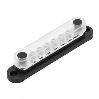 Busbar Solvian 48V 150A – 4-bout vertind koper stroomverdeelblok voor DC-systemen