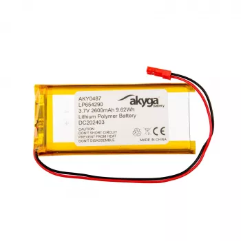 Akyga AKY0487 Li-Po accu 3,7V 2600mAh LP654290 met PCM, JST 2,54 2-pin, 150mm kabel