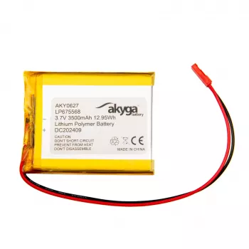 Akyga AKY0627 LP675568 Li-Po accu 3,7 V 3500 mAh met PCM, JST 2,54 mm 2-pin, 150 mm kabel
