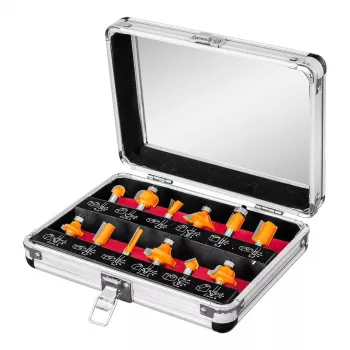 NEO TOOLS 12-delige hardmetaal frezenset, 8 mm schacht, houten kist