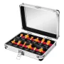 NEO TOOLS 12-delige hardmetaal frezenset, 8 mm schacht, houten kist