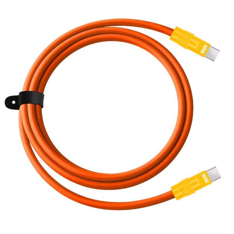 Newell USB-C naar USB-C kabel 100W, 2m, siliconen, oranje-geel