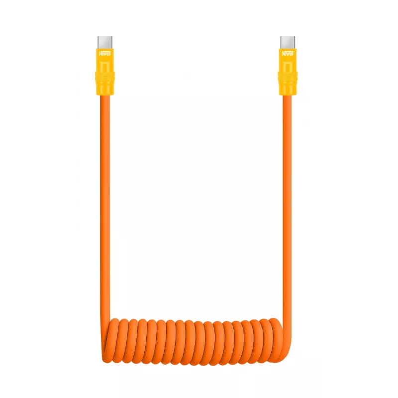 Newell USB-C naar USB-C kabel 100 W, 1,5 m, siliconen, spiraal, oranje-geel