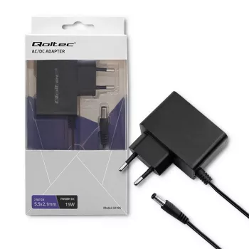 Qoltec 15W plug-in AC/DC-voeding 7,5V 2A met 5,5x2,1mm holle stekker