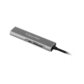 KRUGER & MATZ KM0390 USB-C-hub met 4K-HDMI, 2x USB 3.0, SD-/MicroSD-kaartlezer en 100W Power Delivery