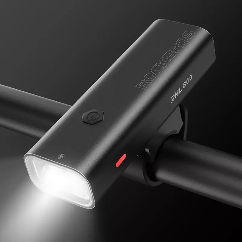 Rockbros 24710012001 voorlicht voor fiets 800 lm met USB-C naar USB-A-kabel, zwart