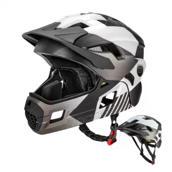 ROCKBROS TS-61 kinder omwandelbare full-face fietshelm met afneembare kinbescherming, maat M (54-57 cm), grijs