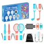 HURTEL Family Accessories Pack 15 in 1 voor Nintendo Switch 2-console - Oranje en blauw set