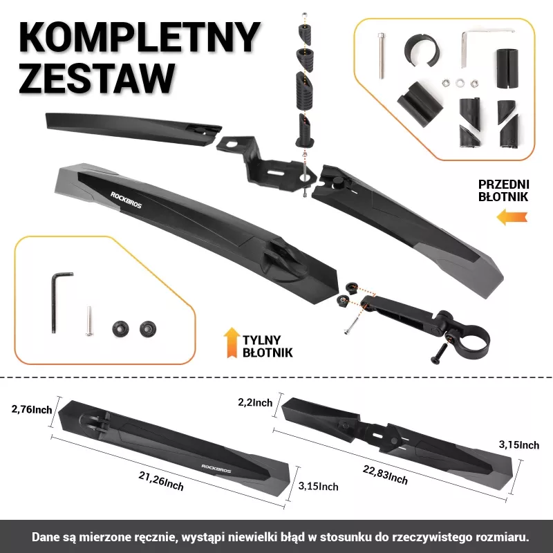 ROCKBROS DNB-890 Fiets spatbordset voor 26-29 inch MTB - Zwart