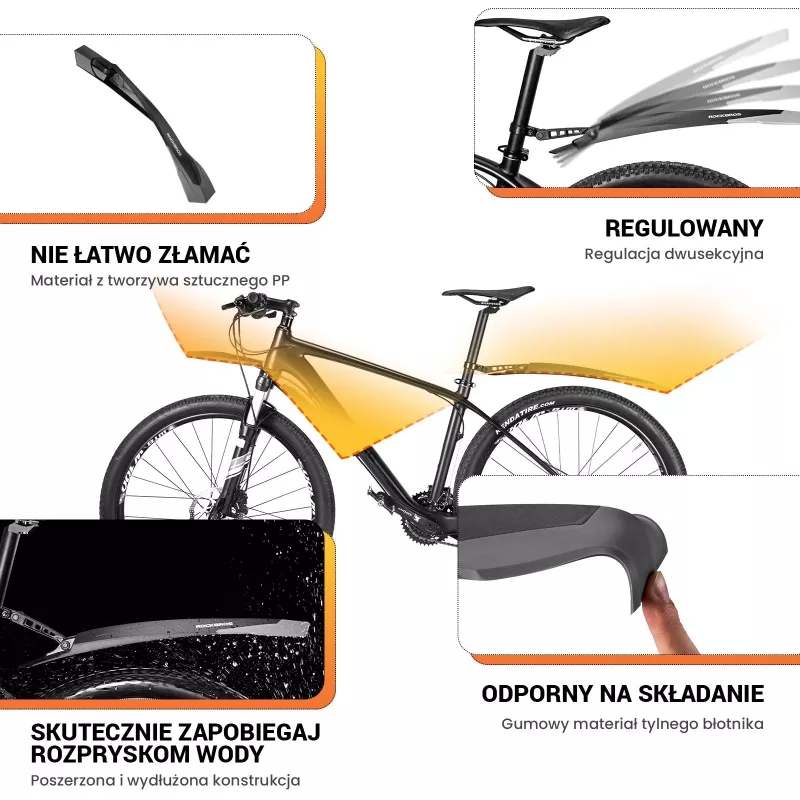 ROCKBROS DNB-890 Fiets spatbordset voor 26-29 inch MTB - Zwart