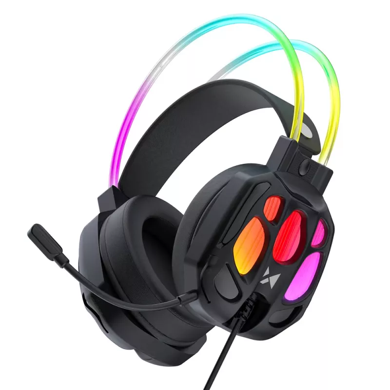 Wozinsky WSG-1118 Bedrade gaming-headset met RGB-verlichting en microfoon - Zwart