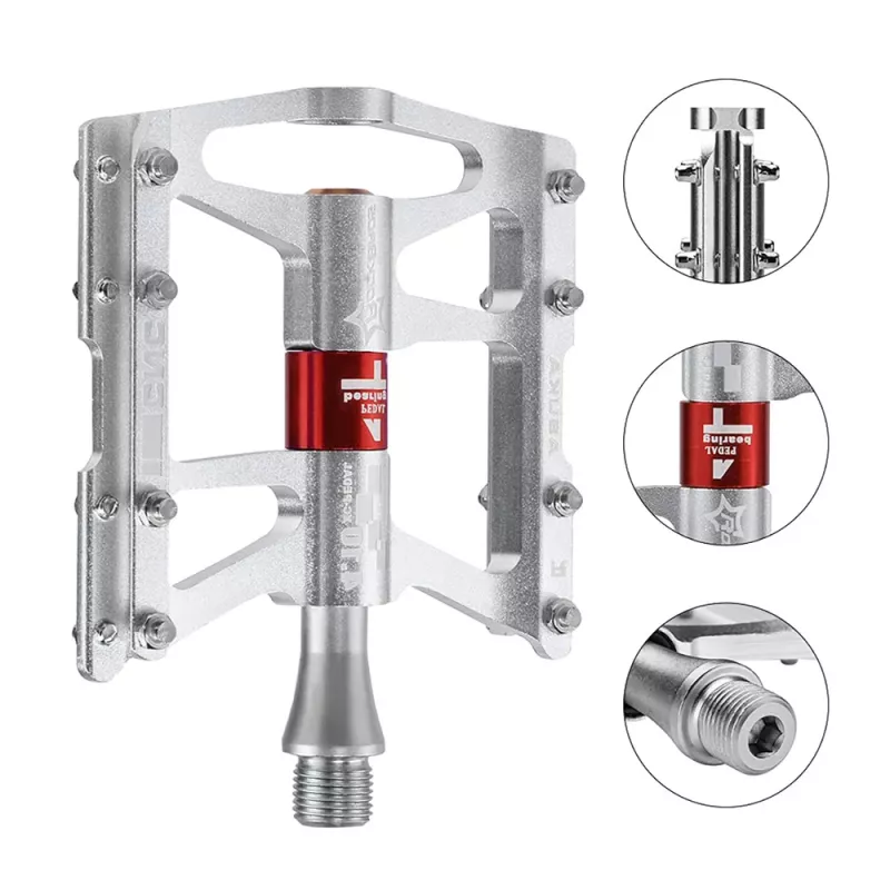 ROCKBROS JT410 4.10 Vlakke platformfiets pedalen met 4 lagers - Zilver