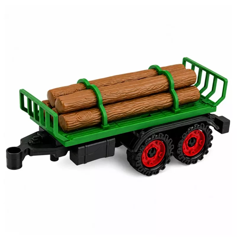 LEAN TOYS landbouwtrekker met houttransporter, terugtrekmotor, balen, 35 cm