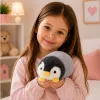 LEAN TOYS pluchen pinguïn zacht knuffeldier wit en grijs 16 cm