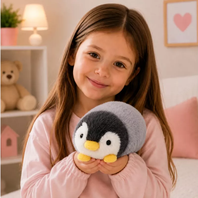 LEAN TOYS pluchen pinguïn zacht knuffeldier wit en grijs 16 cm
